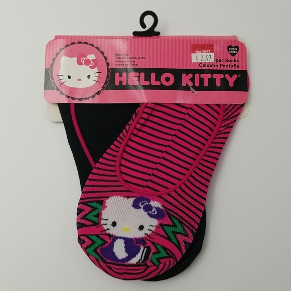 Lot of 4- Hello Kitty Women's Slipper Socks 2 Pair Packs. (Shoe Size 4-10) New - Picture 3 of 13